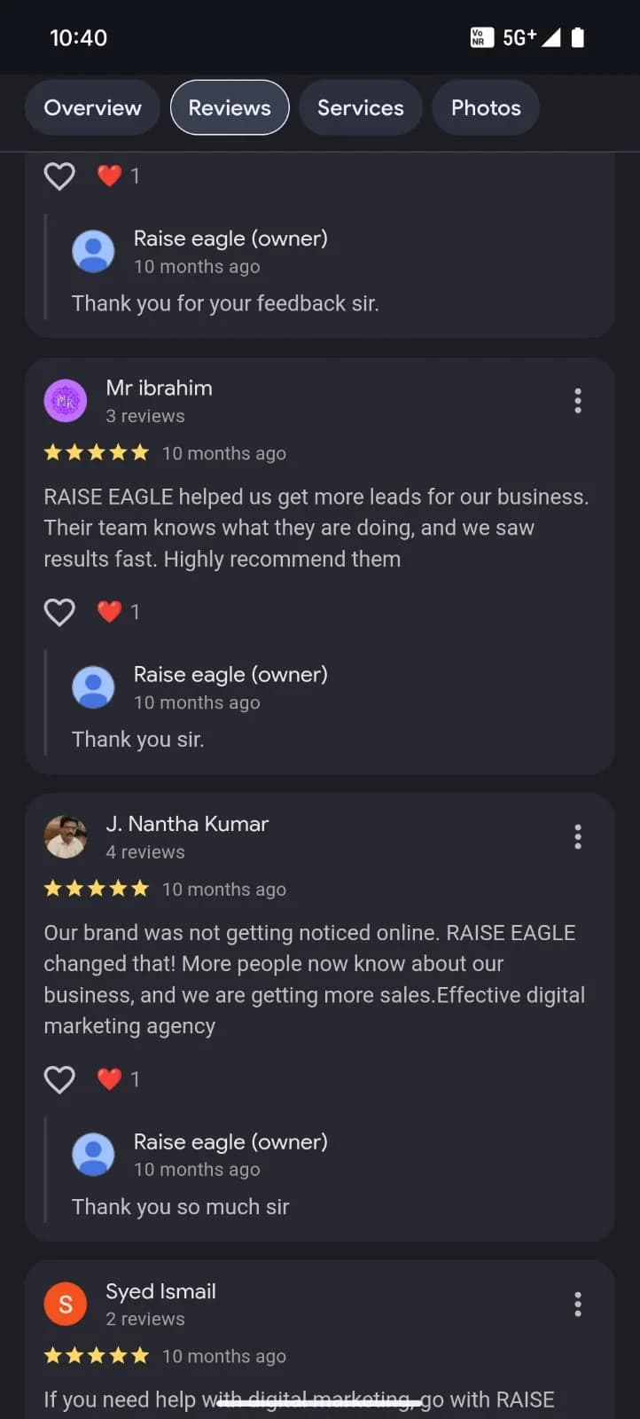 Client Google review 3