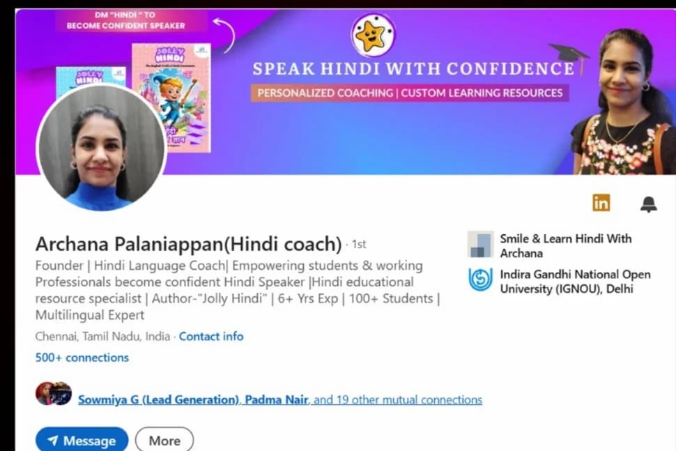 Optimised LinkedIn profile header for a client