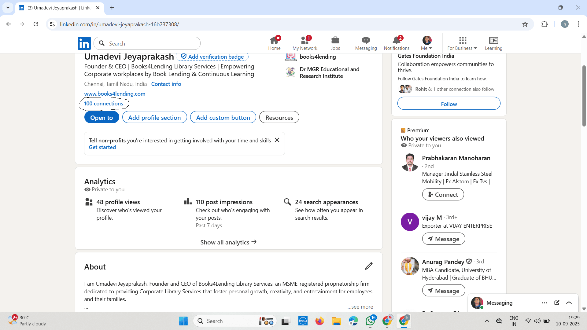 Client LinkedIn profile before optimisation